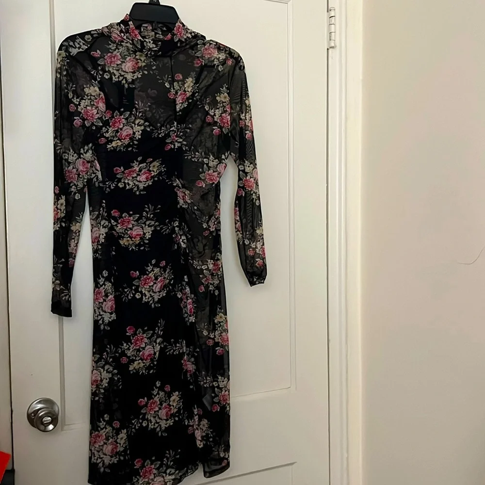 NWT INC floral see through dress petite size: PS - Picture 1 of 11